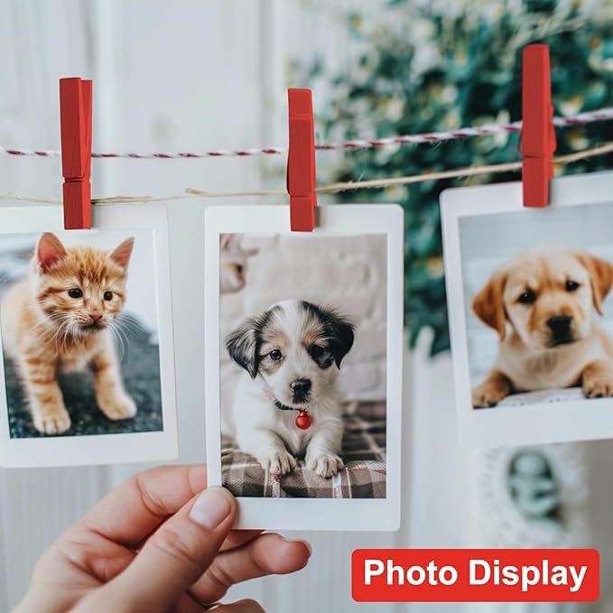 Colored Clothes pins 2.9inch 50PCS Red, Colorful ClothesPins Wooden Clips for Photos Pictures Decorative Crafts, Decoration clothespins Clothing Hanging clothespins