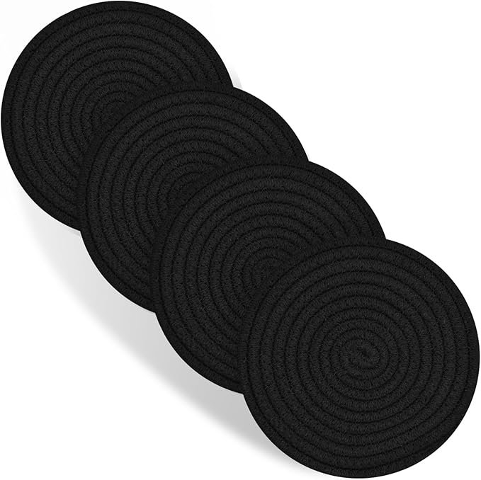 Trivets for Hot Dishes, 4 Pot Holders for Kitchen, Heat Resistant Mats for Countertop, 8 Inch Hot Pads for Hot Pots and Pans, Coaster, Home Essentials, Rustic Farmhouse Decor (Green)