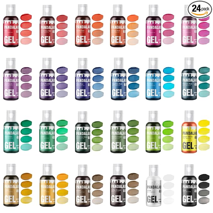 Gel Food Coloring Set - Pandalab 16 Colors x 0.7 oz Highly Concentrated Food Grade Cake Coloring, Vibrant Edible Gel Dye for Baking, Decorating Icing, Frosting, Fondant, Cookies, Macarons, DIY Crafts, 20ml/Bottle