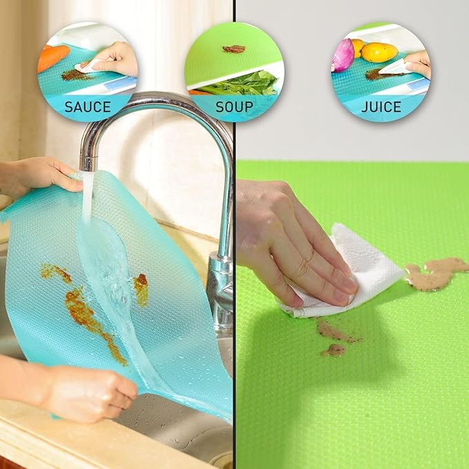 7 PCS Shelf Mats Refrigerator Liners Washable Refrigerator Pads Fridge Mats Drawer Placemats Home Kitchen Gadgets Accessories Organization for Top Freezer(2green+2pink+3blue)