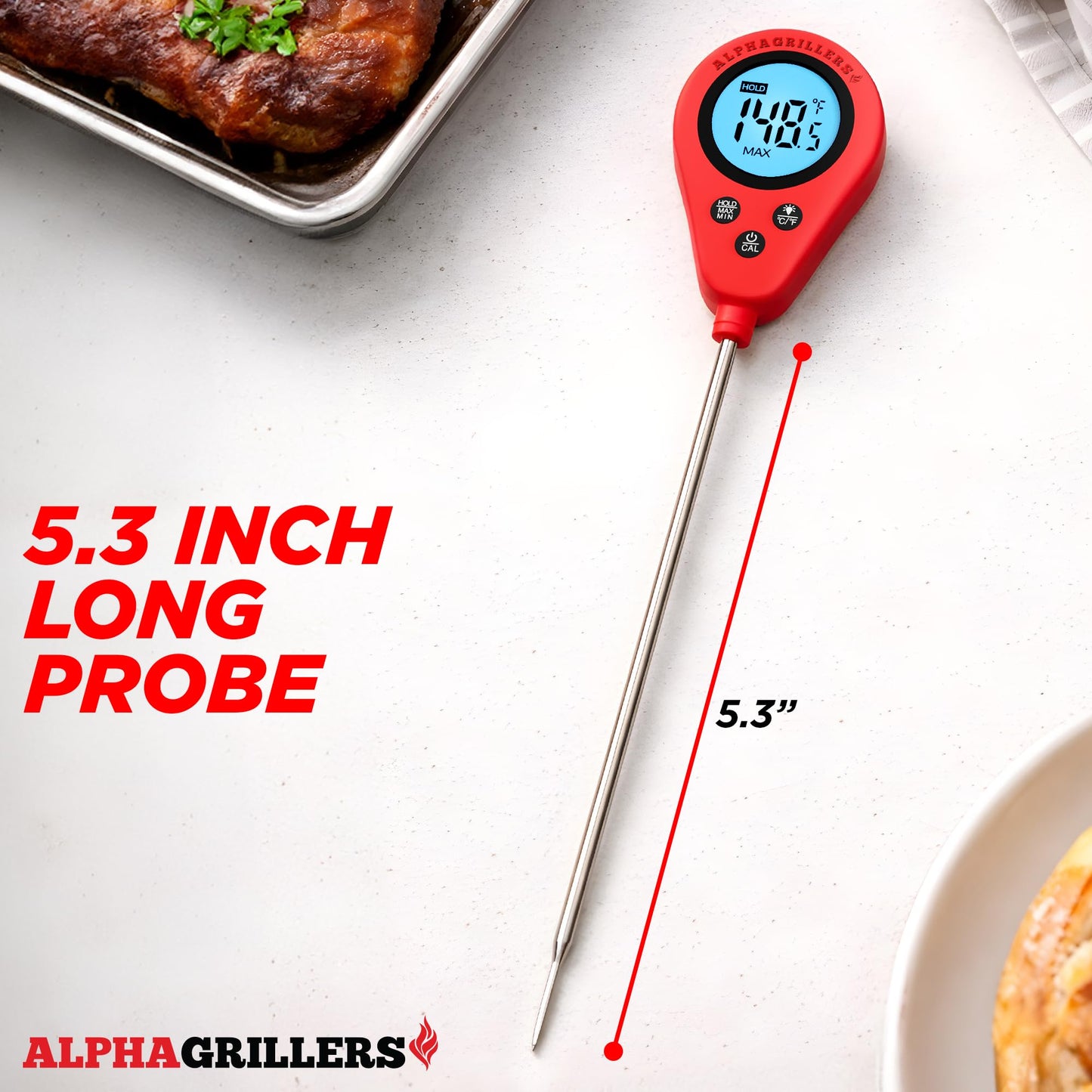 Alpha Grillers Instant Read Meat Thermometer Digital Probe for Food & Bread