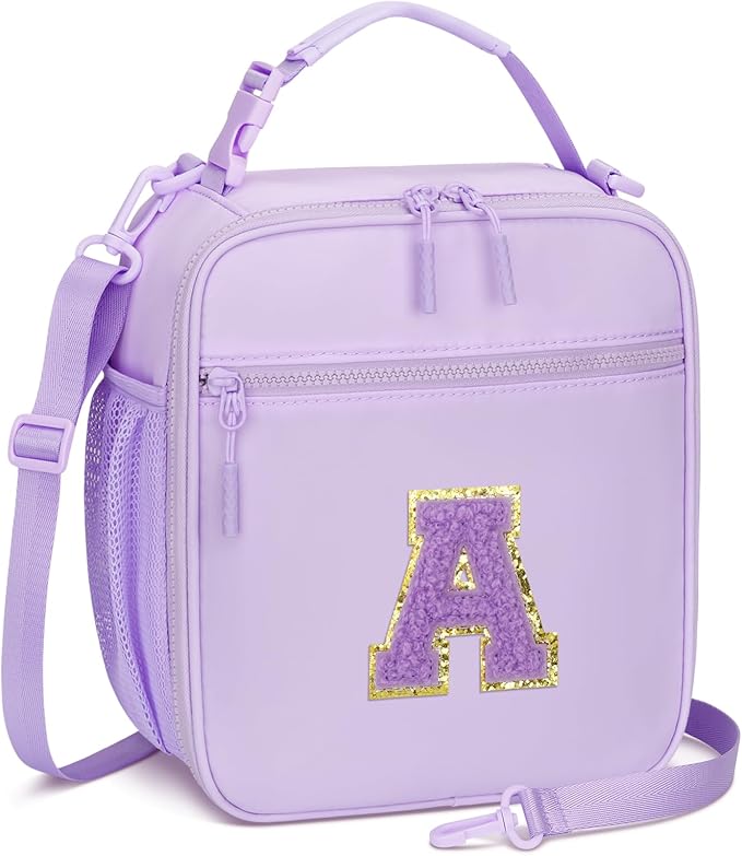 CLOUDWINGS Lunch Box Kids Large Initial Insulated Lunch Bag for Girls