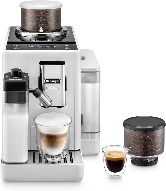 De'Longhi Rivelia Automatic Espresso Machine, Milk Frother, White