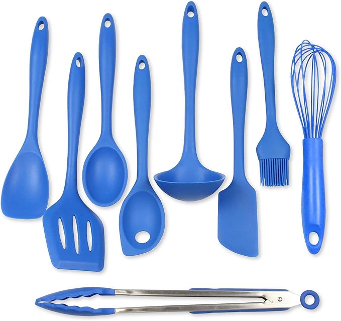 Chef Craft Premium Silicone Kitchen Tool and Utensil Set, 9 Piece, Red