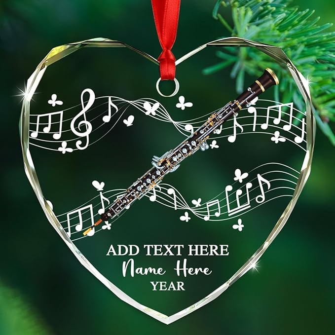 Personalized Drum Musical Instrument Glass Ornament, Customized Year Text Name Christmas Ornaments Gift for Drummer Husband Wife Dad Mom Kids, Unique Drum Set Glass Christmas Ornament for Birthday