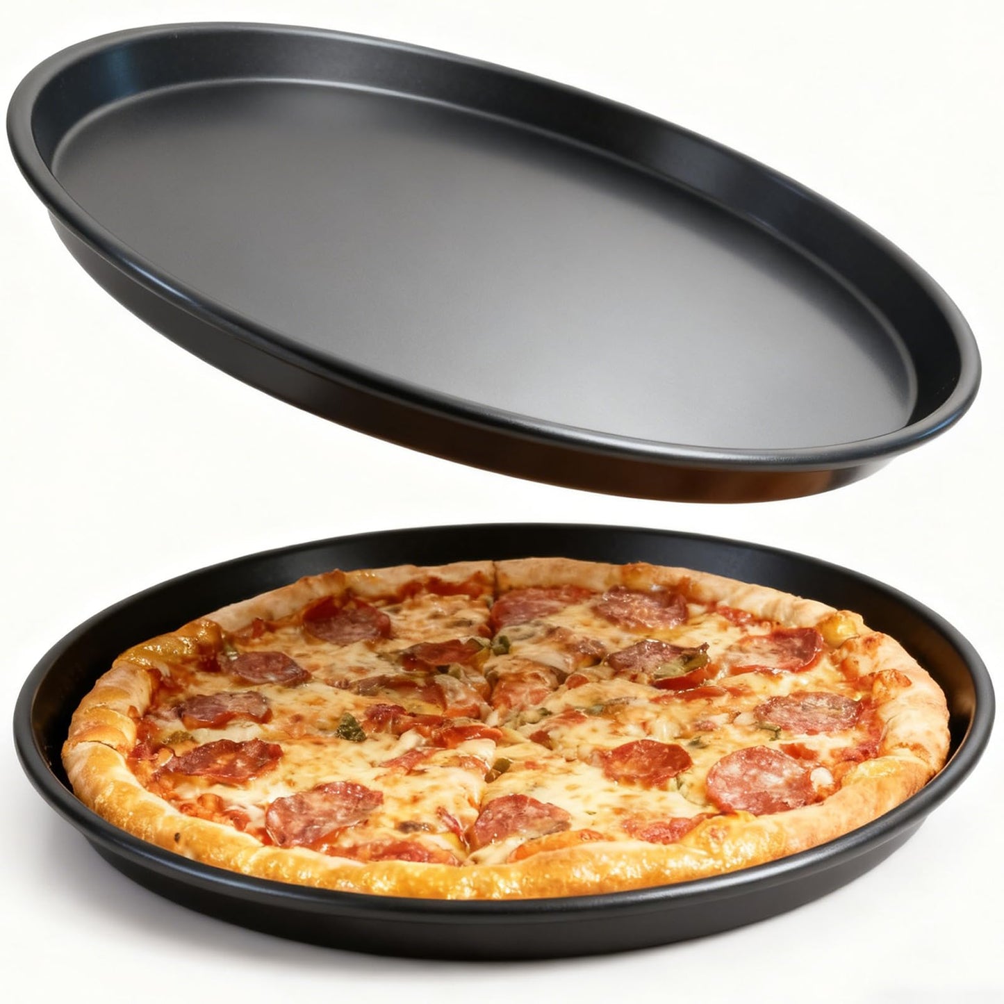 12 Inch Pizza Pan for Oven, 2 Pack Nonstick Aluminum Pizza Baking Tray