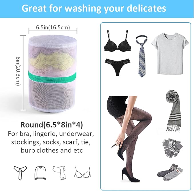 GOGOODA Mesh Laundry Bags for Delicates Durable Protective Wash Bags Travel Storage Bags for Intimates Lingerie, 4PCS (6.5 * 8in)