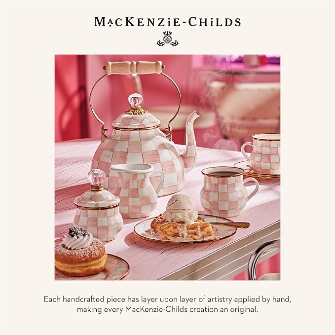 MACKENZIE-CHILDS Enamel Canister, Demi, Pink-and-White Rosy Check