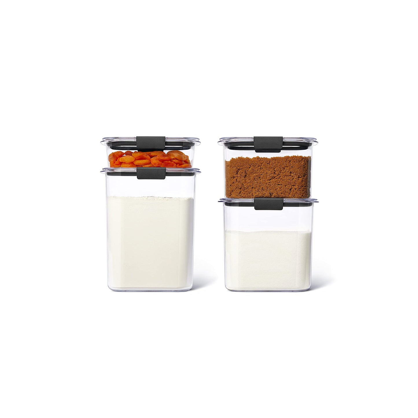 Rubbermaid Brilliance Pantry Food Storage Containers, Set of 4 (8 Pieces), BPA-Free, Clear, Airtight