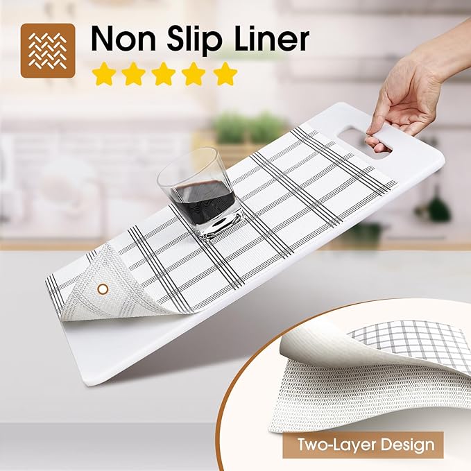 Beautysaid Shelf and Drawer Liner for Kitchen Cabinet, Non Adhesive Non Slip Shelf Paper Waterproof Washable Thickened for Dresser Pantry Shelve Bathroom Protector Liner(Plaid,23.6 in x 30 FT)