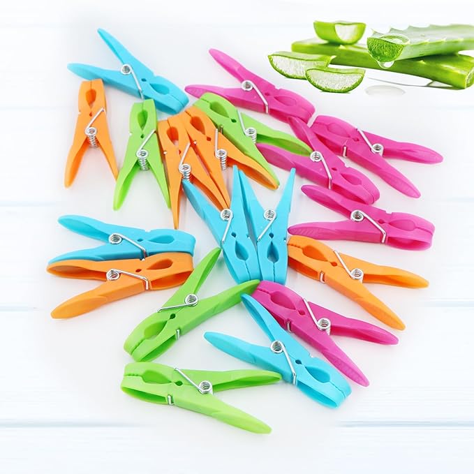 48 Packs Colorful Plastic Clothespins Hangers Clips Clothes Pins Heavy Duty Laundry Clothes Pins Clips with Springs, Air-Drying Clothing Pin Set