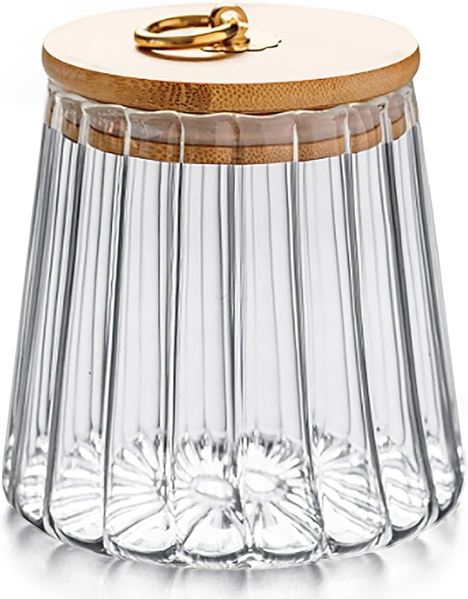 Glass Coffee Nuts Canister Airtight Jar with Bamboo Lid 54 FL OZ Large Oval