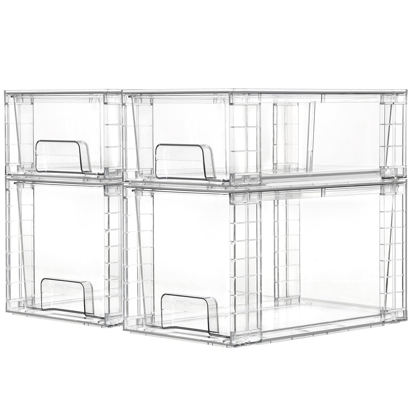 Vtopmart Clear Stackable Storage Drawers, 4 Pack Kitchen Cabinet Set