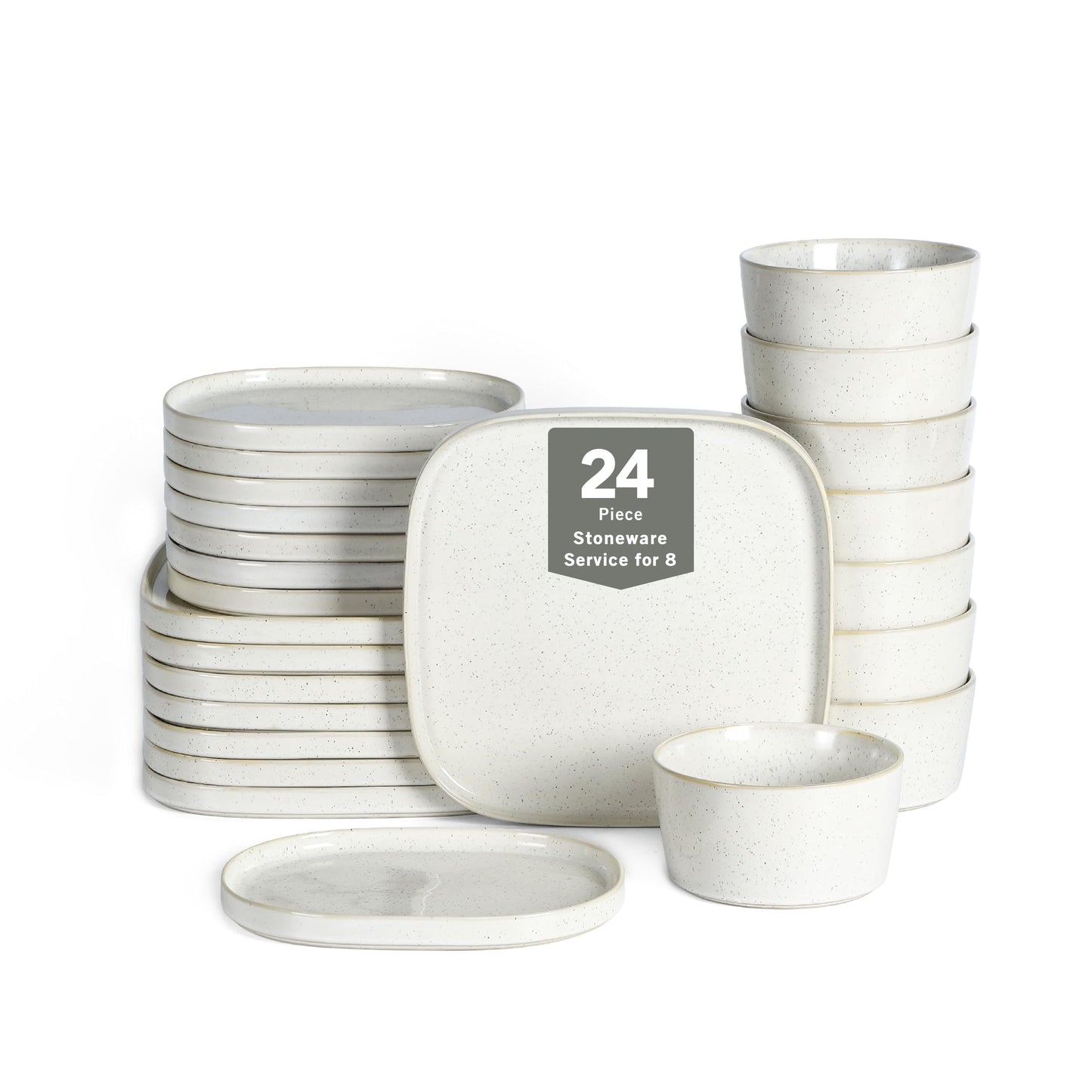 Stone Lain Cairo 24-Piece Dinnerware Set Stoneware, Plates and Bowls Set, Microwave and Dishwasher Safe, Includes Dinner and Salad Plates, Cereal Bowls, Dishes for 8