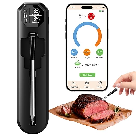 BlueSwan Bluetooth Meat Thermometer with 2 Color Probes for 820 ft Range