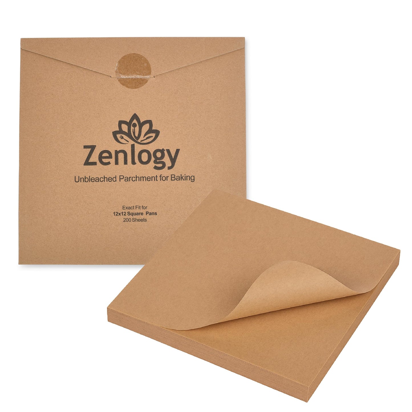 Zenlogy 10x10 Parchment Paper Squares, 200 Sheets, Unbleached, Pre-Cut