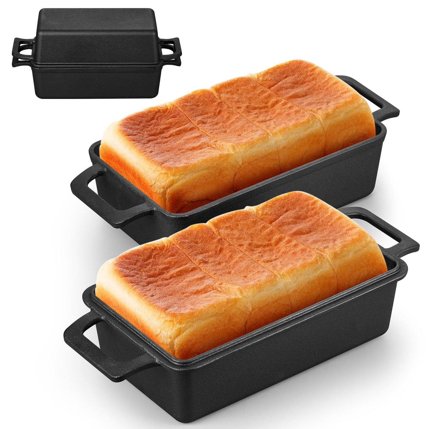 Leonyo 9"x5" Cast Iron Loaf Pan, Sourdough Homemade Bread Dutch Oven, Blue
