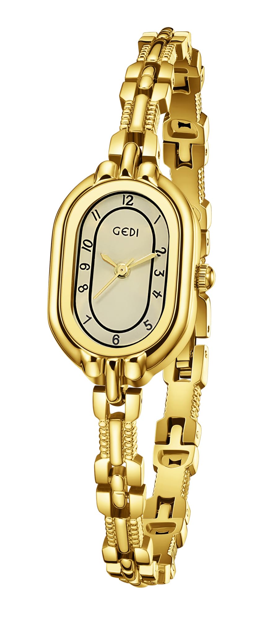 FANMIS Women's Vintage Oval Watches Luxury Minimalism Bracelet Small Gold Watch Ladies Analog Waterproof Watch Fashion Bangle Bracelet Dress Watch with Stainless Steel Band (Gold)