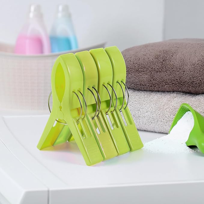 JABINCO Beach Towel Clips Chair Clips Towel Holder,Plastic Clothes Pegs Hanging Clip Clamps (Pack of 8)