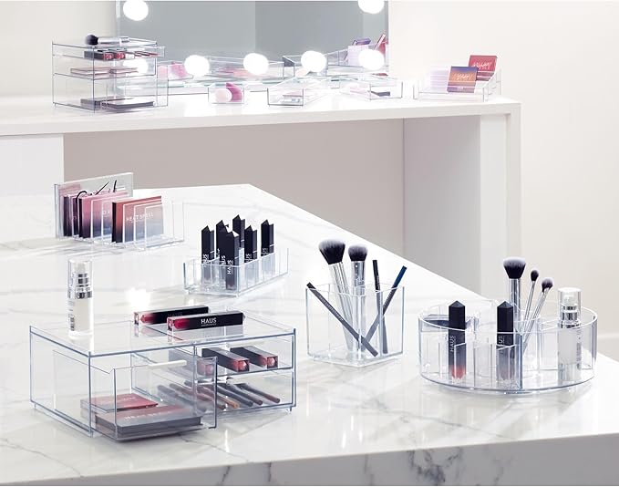 iDesign The Sarah Tanno Collection Cosmetic Organizer Cube, 4" x 4" x 4.25", Clear