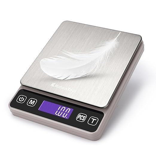 KitchenTour Mini Gram Scale for Coffee, Jewelry and Small Items, 500g x 0.01g Digital Pocket Scale with Tare, 6 Units, Back-Lit LCD, 2 Trays, Black