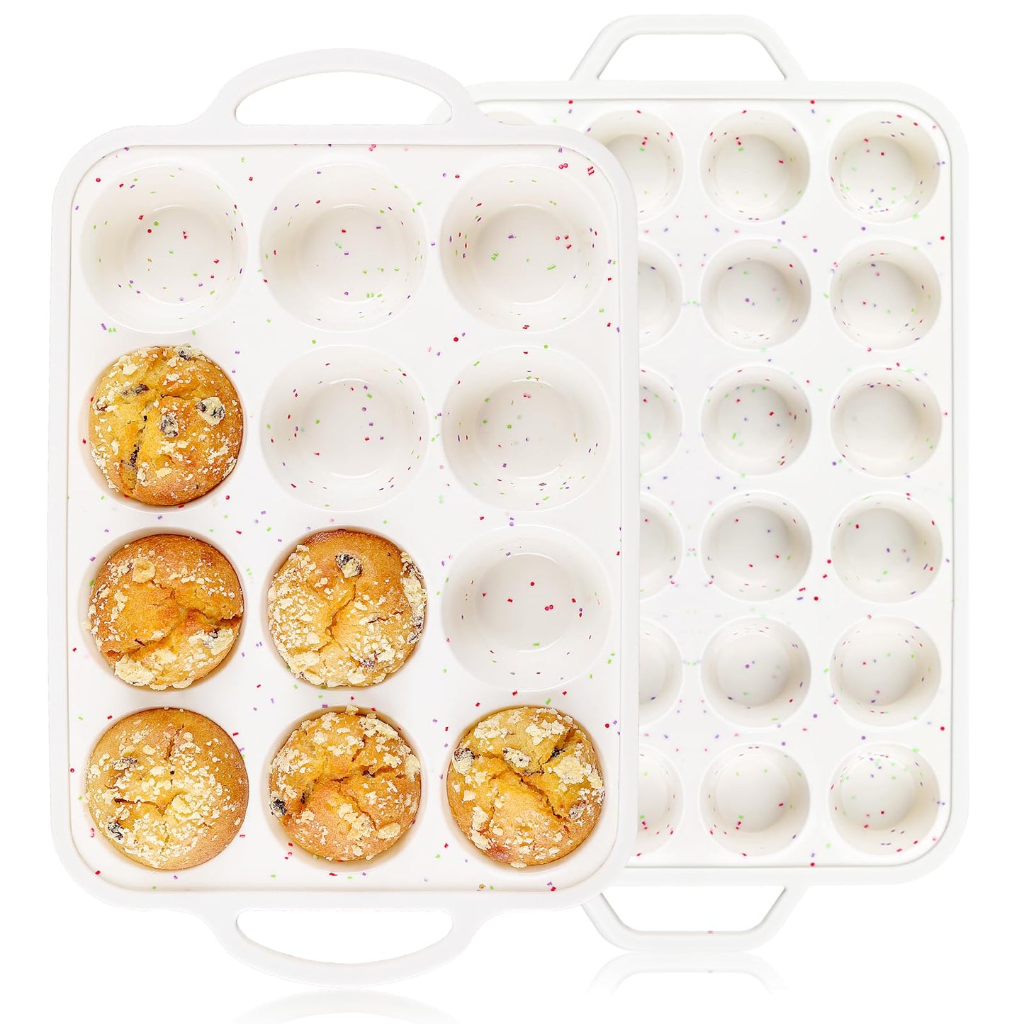 Vinino 1Pack Silicone Muffin Pan for Baking with Metal Reinforced Frame, 12 Cup Regular Size Cupcake Pan, BPA Free Silicone Muffin Tray, Cupcake Baking Pan Molds for Oven Dishwasher Safe - Cream