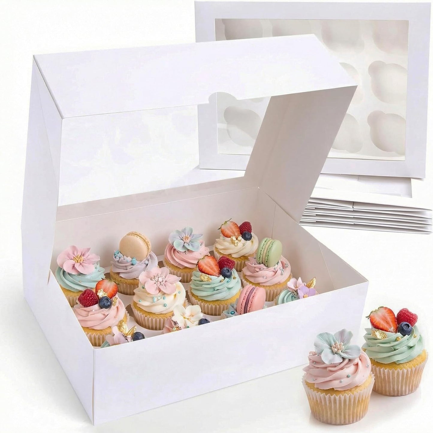 VGOODALL 6 PCS Cupcake Containers, 12 Count Cupcake Holders with Window