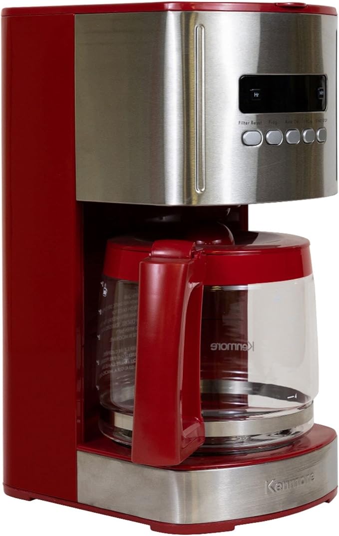Kenmore Drip Coffee Maker - 12 Cup Programmable Cafe Machine With Glass Pot, Regular & Bold Brew, Auto Shut Off Large Water Reservoir, Reusable Filter, Kitchen Appliances For Cafeteria Barista, White