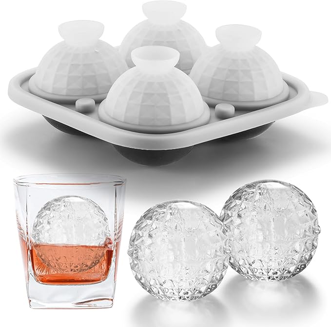 Nax Caki 3D Golf Ice Cube Tray, Large Golf Silicone Fun Shapes Whiskey Ice Mold with Funnel for Cocktails, Bourbon,Brandy, Whiskey Gifts for Men Black