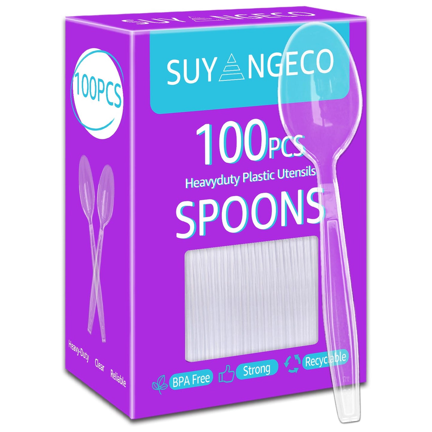400 Count Extra Heavy Duty Plastic Spoons Clear Disposable Spoons Bulk