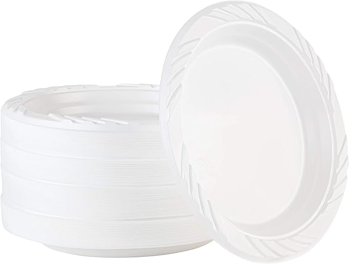 100 Count Disposable 6 Inch White Plastic Dessert Plates