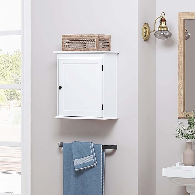Spirich Small Bathroom Wall Cabinet, Wall Mounted Storage Cabinet, Medicine Cabinet Organizer for Bathroom, Kitchen, Living Room, White