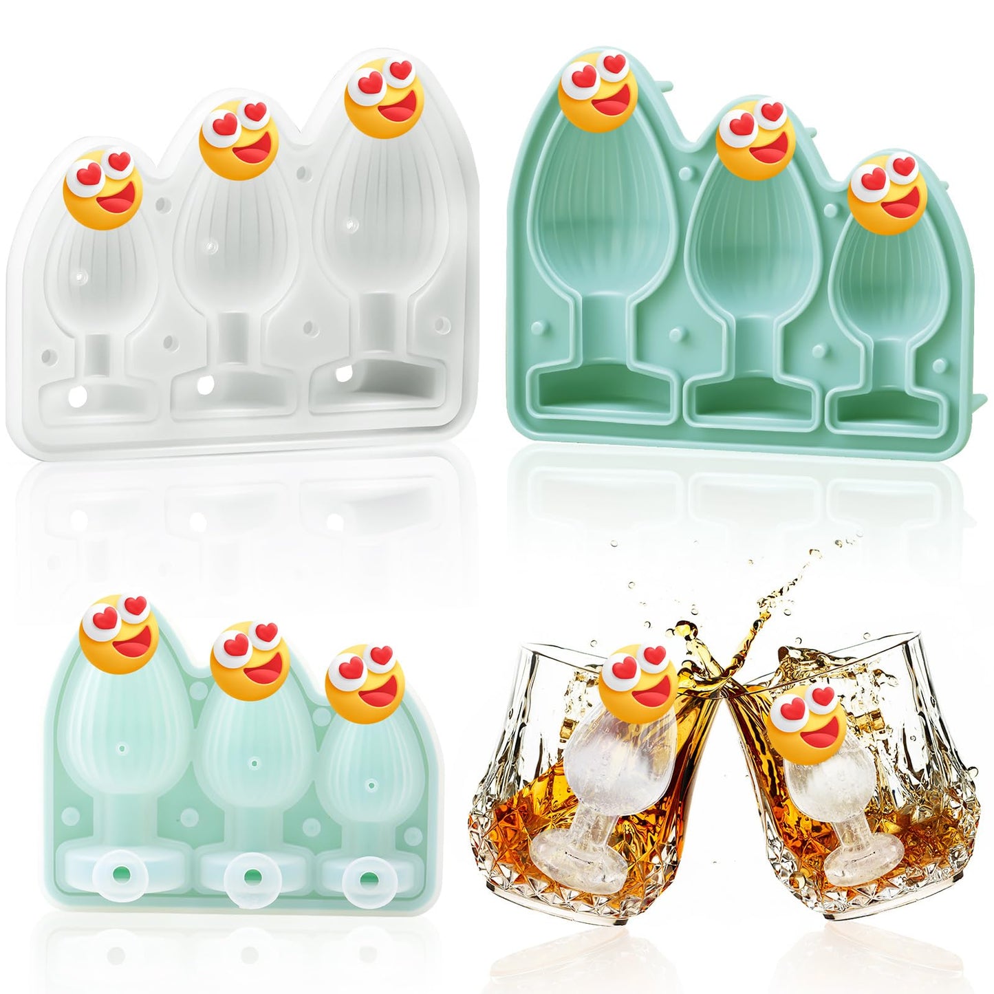 Hoolerry Ice Cube Molds Cube Trays Fun Shape Silicone, Blue, Multi-size