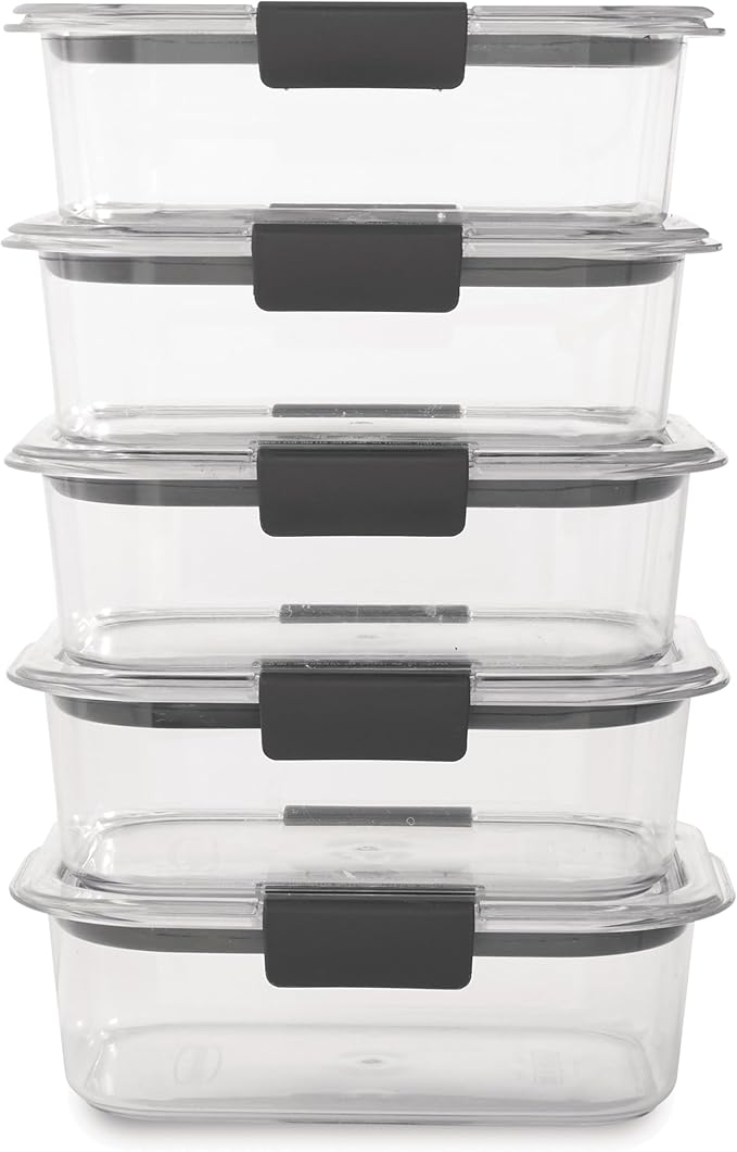 Rubbermaid Brilliance Tritan Plastic Food Storage Containers BPA Free Airtight Lids Ideal for Lunch Meal Prep & Leftovers Set of 5 (3.2 Cup)