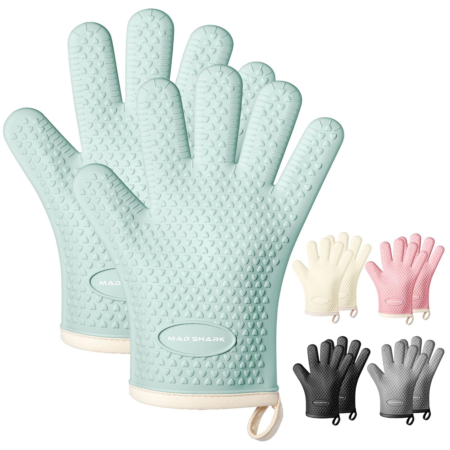 MAD SHARK Silicone Oven Mitts with Fingers Heat Resistant 450°F in Kitchen