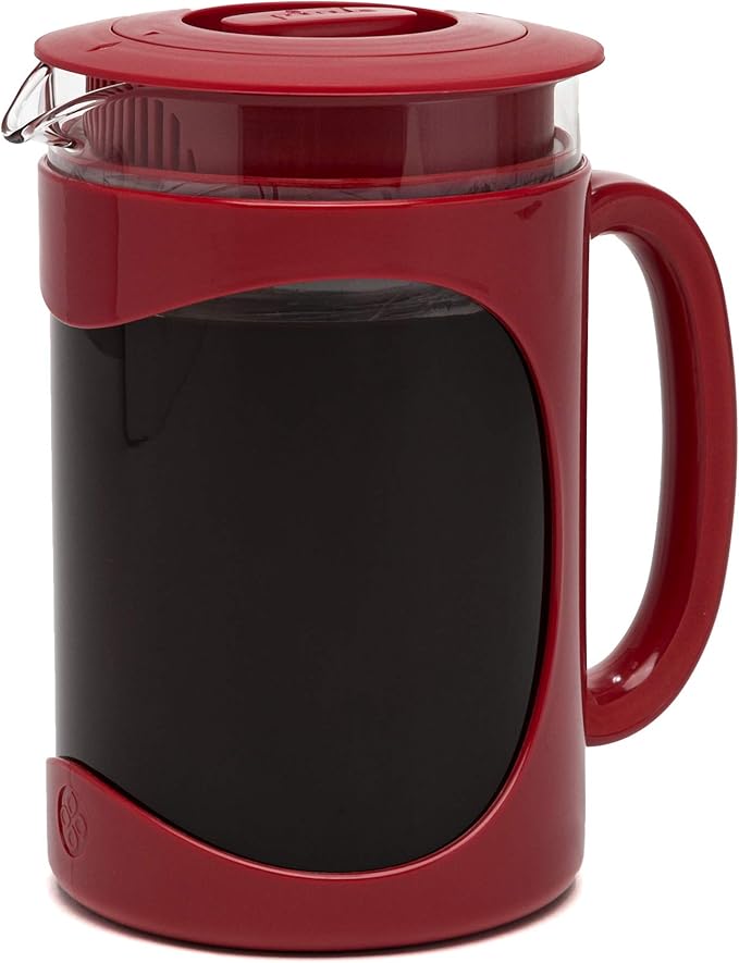 Primula Burke Deluxe Cold Brew Iced Coffee Maker, Comfort Grip Handle, Durable Glass Carafe, Removable Mesh Filter, Perfect 6 Cup Size, Dishwasher Safe, 1.6 qt, Blue