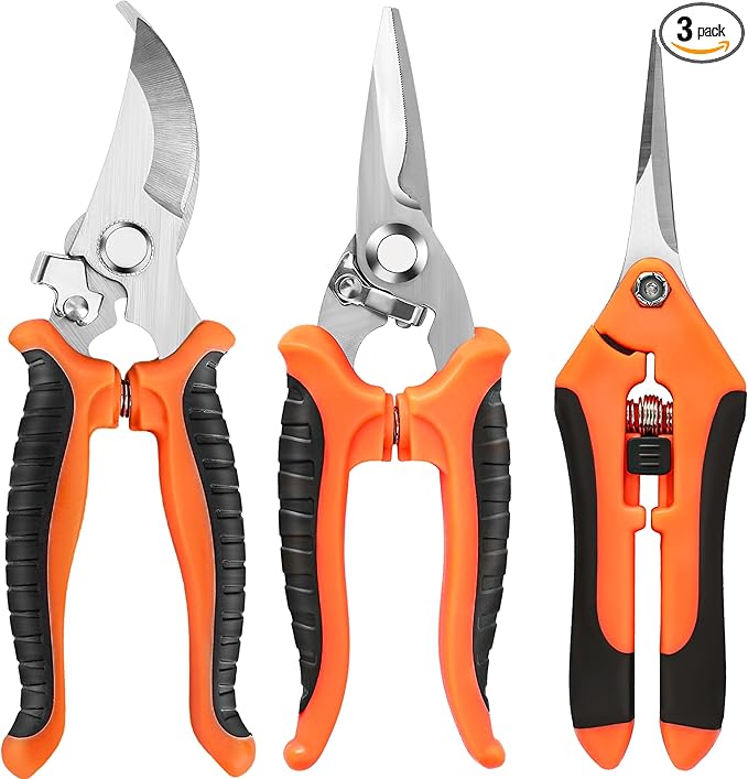 EWPJDK 3 Pack Garden Pruning Shears Scissors Clippers (Multicolor)