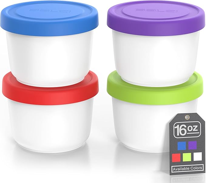 BALCI 16oz Ice Cream Containers - Set of 4 (Multicolor)