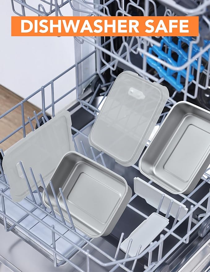 EAST OAK Stainless Steel Inner Container with Lid for Cordless Electric Lunch Box, 1.3L Meal Container for Portable Heated Lunch Box with Removable Tray Divider, Dishwasher Safe
