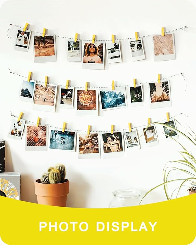 Mini Clothes Pins Wooden Colored Small Clothespins for Photo 1.4 Inch 50 PCS Yellow, Tiny Clips Close Pin for Baby Shower Classroom Crafts Project Decorations Hanging Pegs