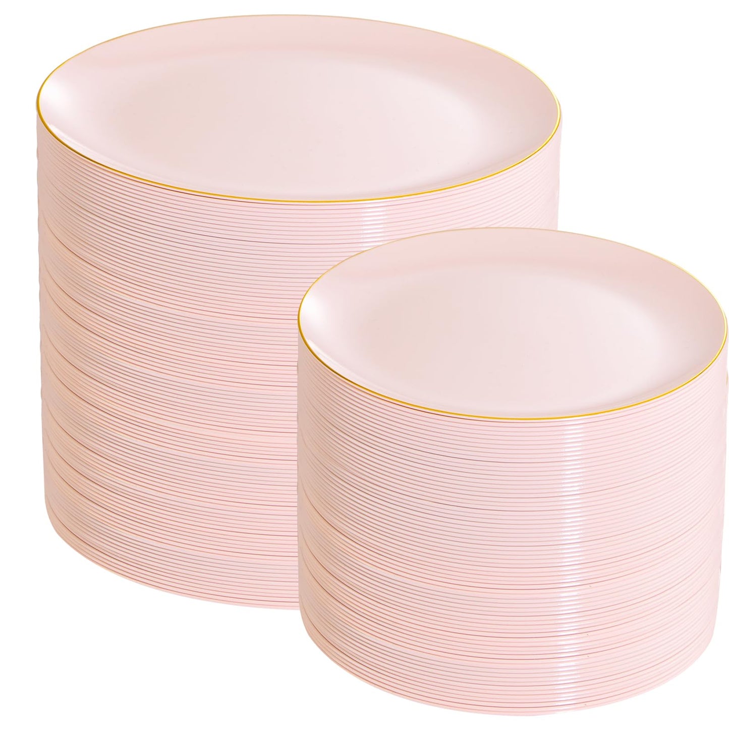 PULOTE 200 Pieces White Plastic Plates Disposable - Include 100PCS 10 inch Dinner & 100PCS 7 inch Dessert Plates, Ideal for Party & Wedding
