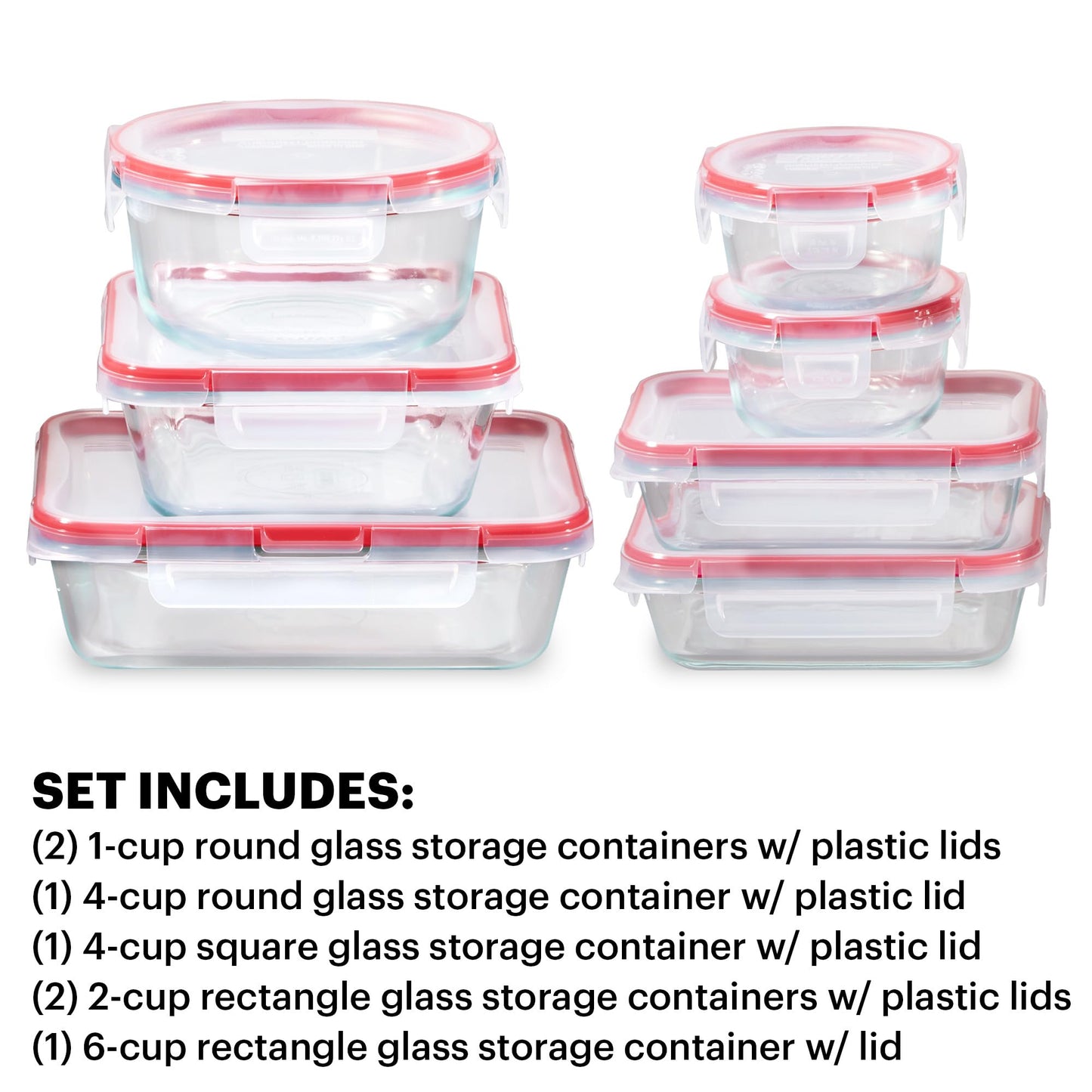 Pyrex Freshlock (7-Pack) Glass Food Storage Containers Set (1, 2, 4 Cup)