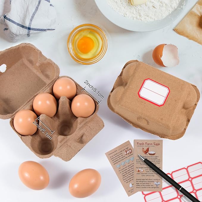 40 Pack Half Dozen Egg Cartons Bulk 6 Count, Empty Natural Paper Pulp Egg Cartons Reusable, Strong Sturdy Design Made from Natural Cardboard.