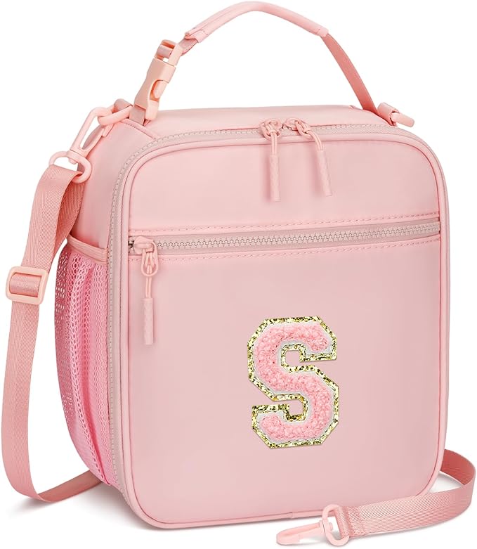 CLOUDWINGS Lunch Box Kids Large Initial Insulated Lunch Bag for Girls