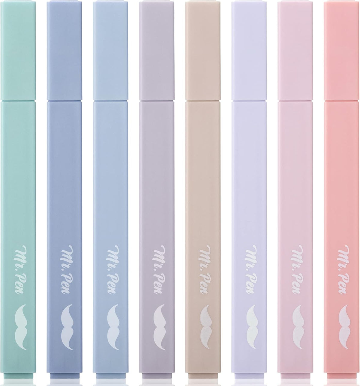 Mr. Pen Aesthetic Highlighters - 8 pcs Chisel Tip Morandi Colors No Bleed Bible Pastel Highlighter Set