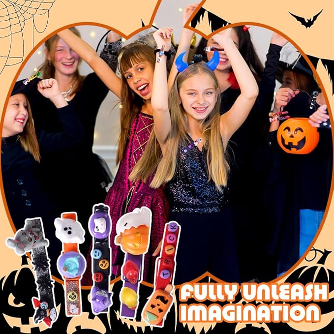 JOICEE 60 Set Halloween Cheer Pins Spirit Clips, 60 Colored Clothes Pins 115 Mini Resin Figures Ornaments Bows and Stickers pens 300 Beads for Halloween Trick or Treat DIY Crafts Gifts Party Favors