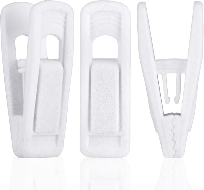 Tinfol White Velvet Hanger Clips 50Pack, Strong Flocked Finger Clips, Large Opening Pants Clip, Clothes Pin for Thin Suit Skirt Pant Clothes Hangers