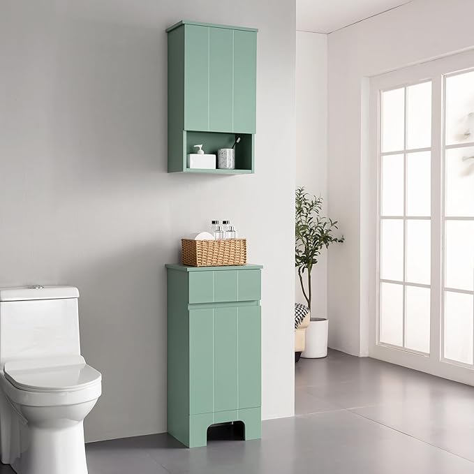 Bathroom Wall Cabinet with Single Door, Soft-Close Hinges, 15x27 inch Wooden Medicine Cabinet for Small Kitchen, Laundry, Entryway, Durable MDF Construction