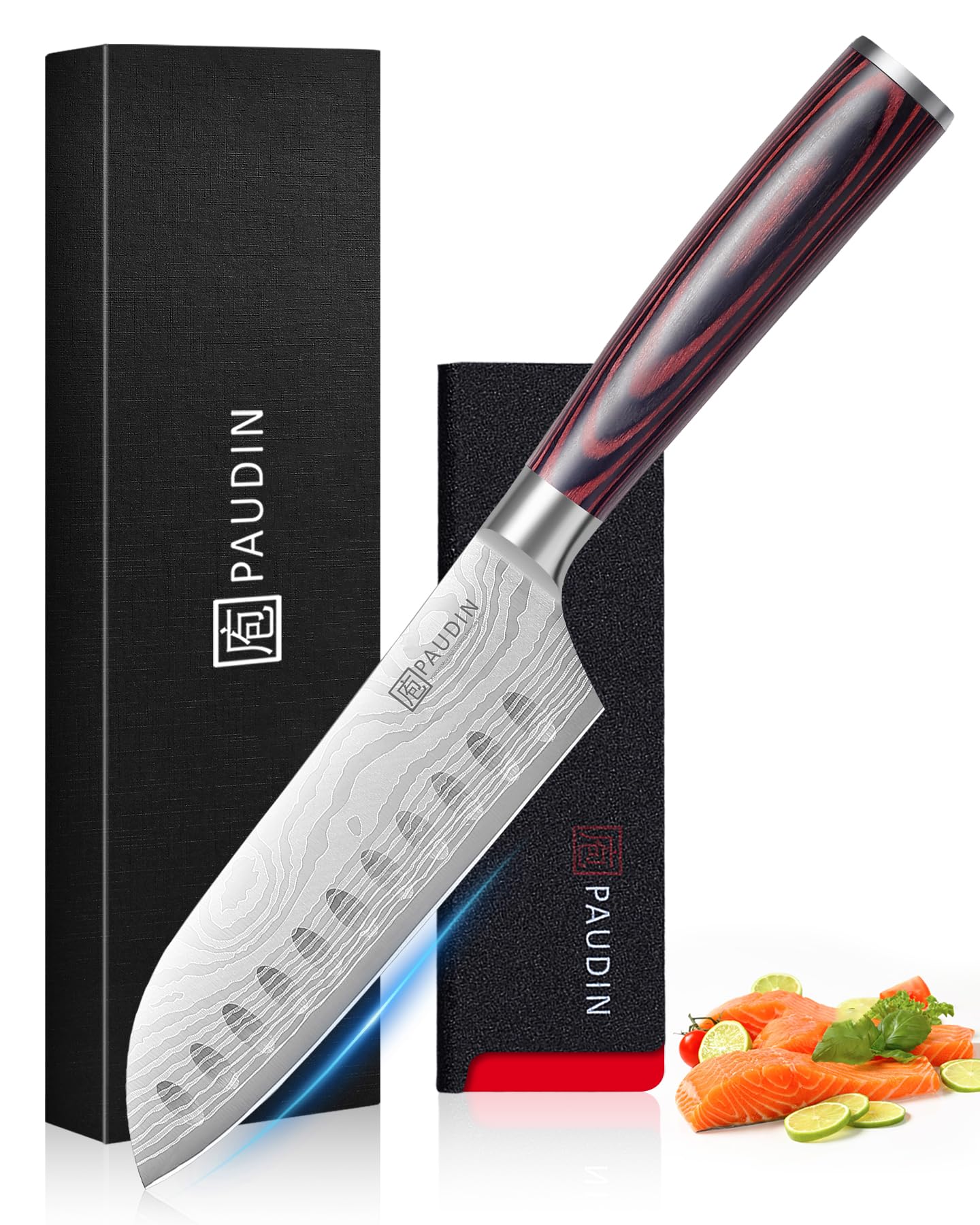 PAUDIN Tomato Knife, 5 inch Serrated Tomato Knife with Sheath