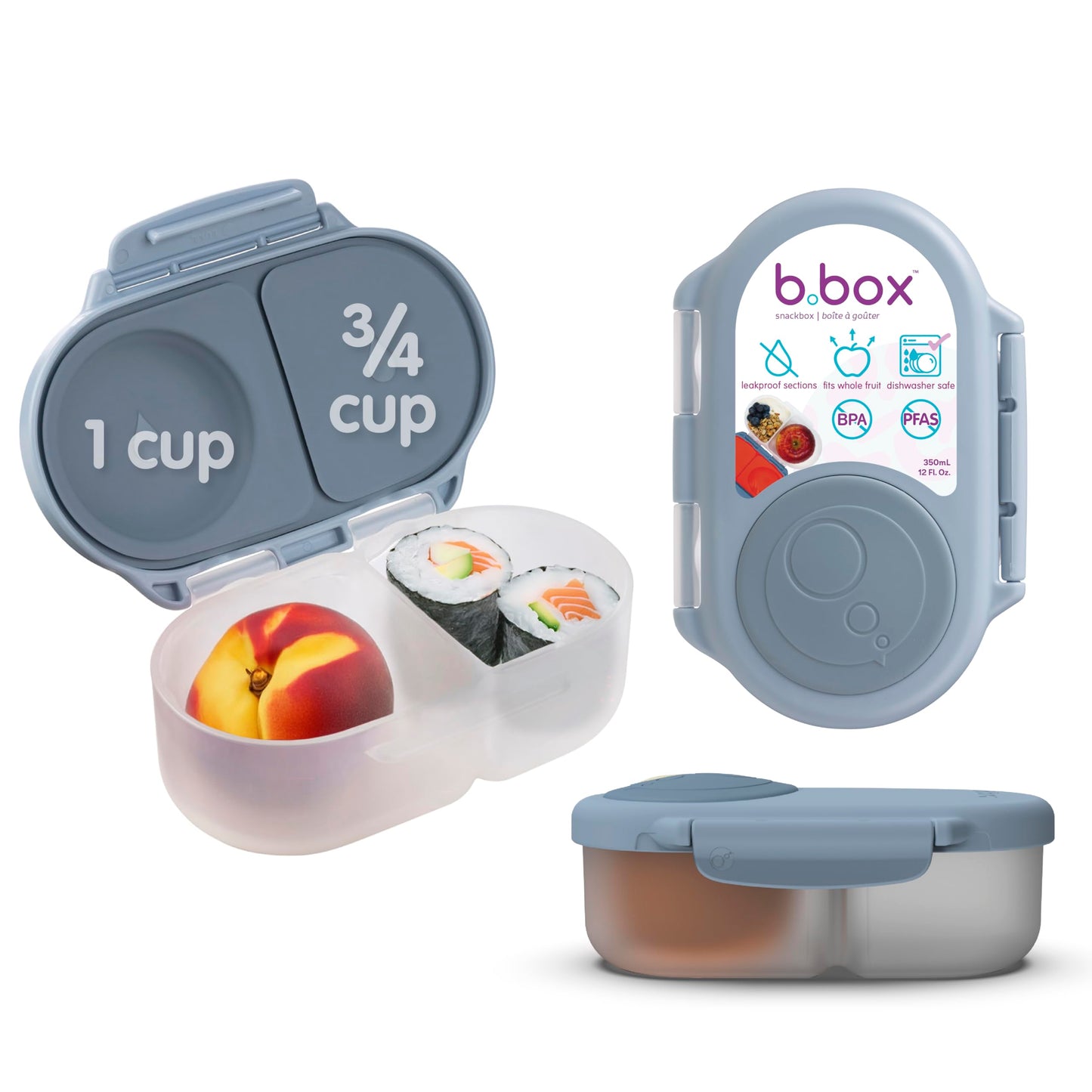 b.box Snack Box 2-Pack, Snack Containers for Kids, 1.75 Cup Kids Lunch Box